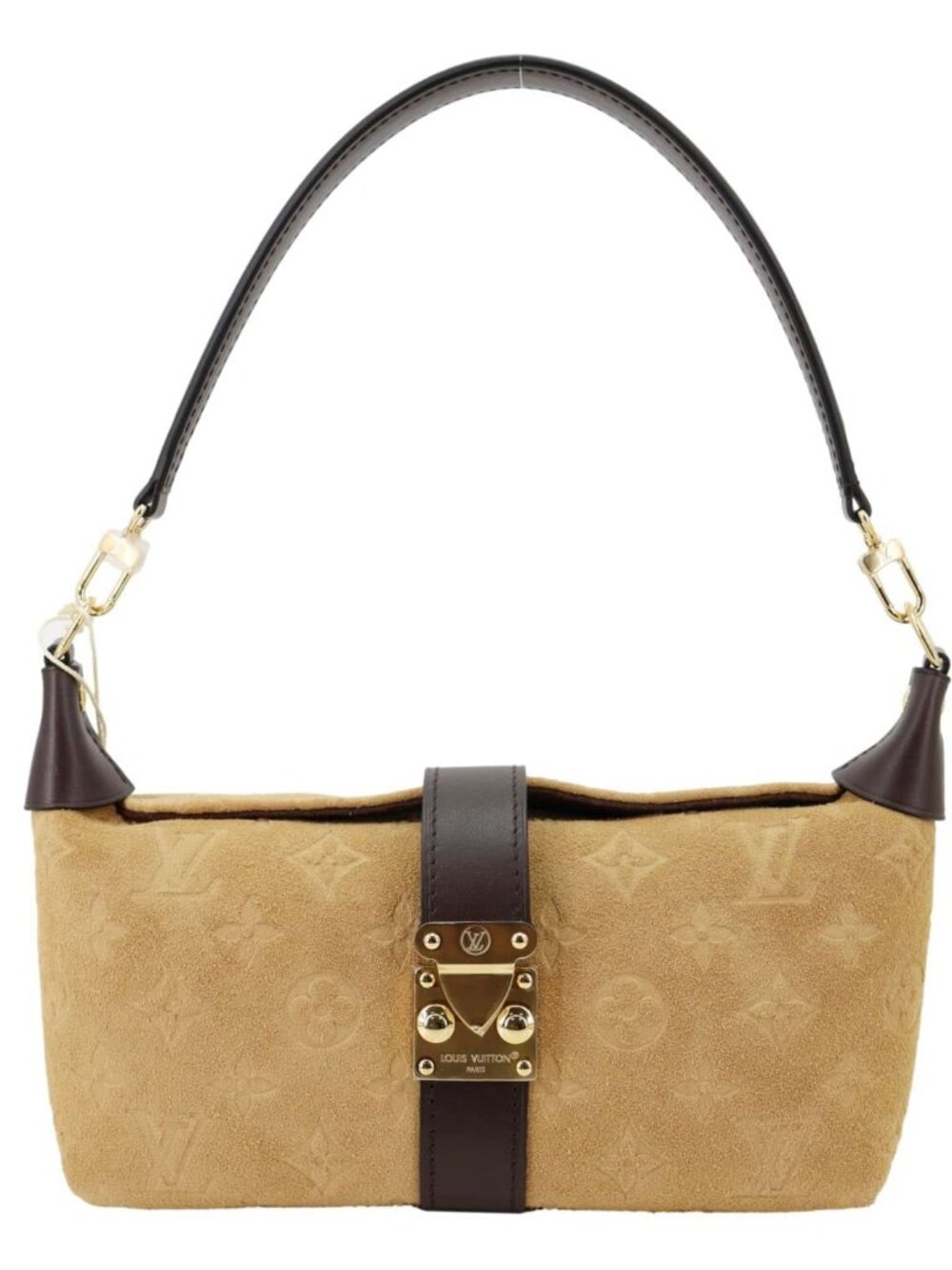 Louis Vuitton Mia Monogram Empreinte Suede Hobo Pochette Beige